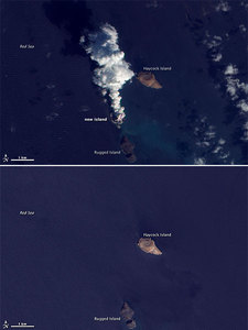 Ilustracja: Satelita znalazł nową wyspę <br />
fot. NASA/EO-1