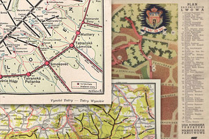 Ilustracja: Przedwojenne foldery i mapy turystyczne w Polonie
