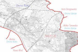 Ilustracja: Powiat niżański zleca modernizację i utworzenie baz geodezyjnych <br />
fot. Fragment mapy przeglądowej do projektu modernizacji EGiB dla gminy Nisko