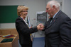 Ilustracja: <b class=pic_title>Jubileusz 85-lecia prof. Zbigniewa Sitka</b> <br />
<br />
<b class=pic_description>Jubilat i prof. Aleksandra Bujakiewicz, przewodnicząca Polskiego Towarzystwa Fotogrametrii i Teledetekcji</b> <br />
<br />
<b class=pic_author>fot.  fot. Andrzej Wróbel i Andrzej Kmieciński</b><br />
<br />
