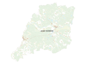 Ilustracja: Kolejne powiaty z aktualizacją baz BDOT10k <br />
Dane BDOT10k wczytane w QGIS