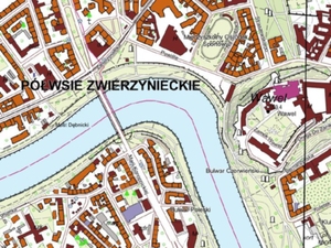 Ilustracja: GUGiK poprawia automatyczne mapy 1:10 000 <br />
Fragment arkusza dla Krakowa