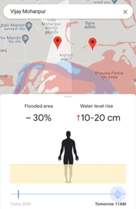 Ilustracja: Mapy Google lepiej ostrzegą przed powodzią czy pożarem <br />
Wizualizacja zagrożenia powodziowego