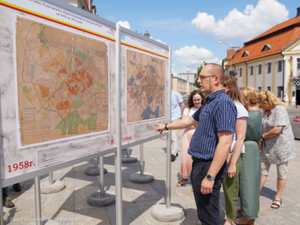Ilustracja: Historia planowania przestrzennego Białegostoku na wystawie <br />
Fot. Dawid Gromadzki/UM Białystok