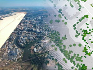 Ilustracja: Mapa drzew pomoże rozwijać błękito-zieloną infrastrukturę Wrocławia <br />
Fot. MGGP Aero + mapa koron drzew