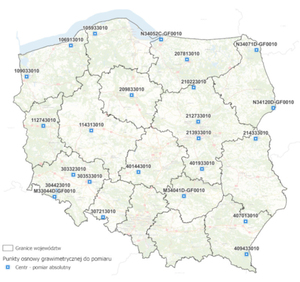 Ilustracja: Podpisanie umowy na pomiar fundamentalnej osnowy grawimetrycznej <br />
Szkic rozmieszczenia punktów osnowy grawimetrycznej przewidzianych do pomiaru