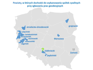 Ilustracja: Gdzie spółka cywilna nie zgłosi pracy? <br />
Mapa przygotowana przez Waldemara Izdebskiego