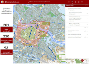 Ilustracja: Wrocławski geoportal z mapą dotyczącą elektromobilności